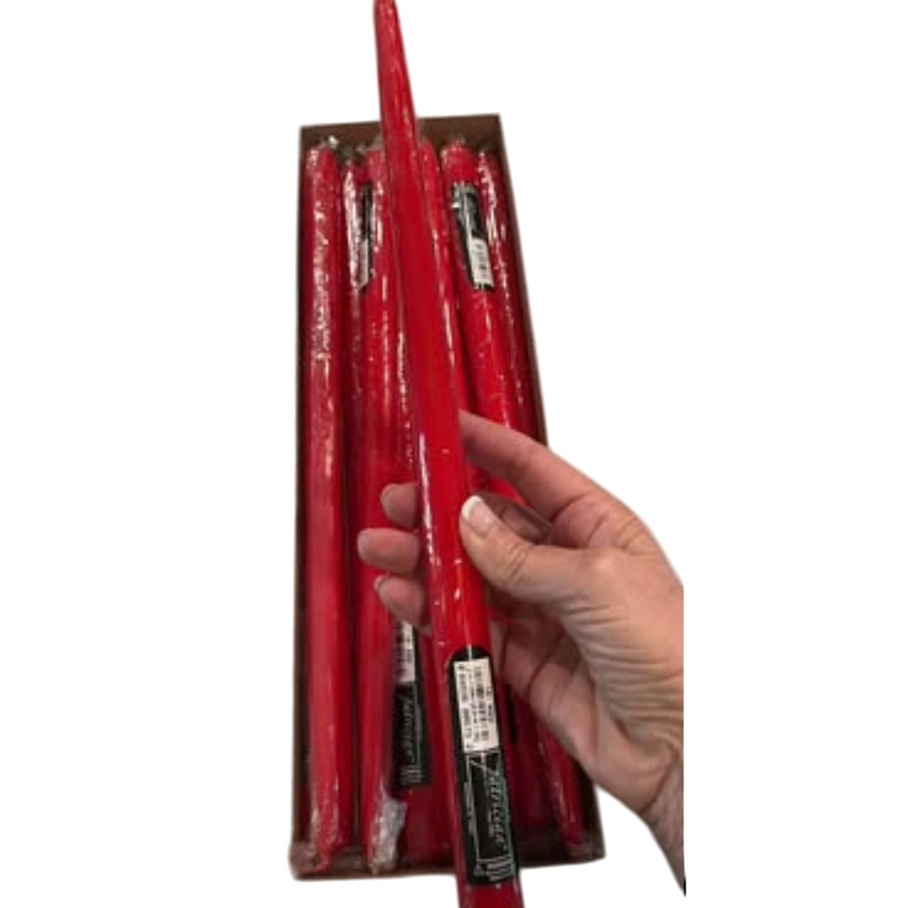 00186 - Patrician Premium Hand-Dipped Taper Candles 15" Red 11-Pack